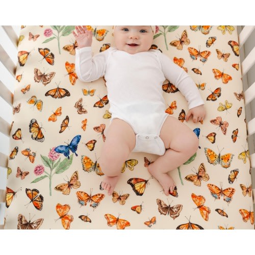 BOHO Butterfly Crib Sheet, Buttery Soft BAMBOO Crib Sheet, Cottage Core Butterflies Crib Sheet, Kensington's Butterflies Crib Sheet