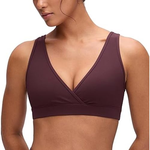 CRZ YOGA Butterluxe Maternity V Neck Nursing Bras - Wireless Sleep Breastfeeding Lounge Womens Pregnancy Bralette Comfy
