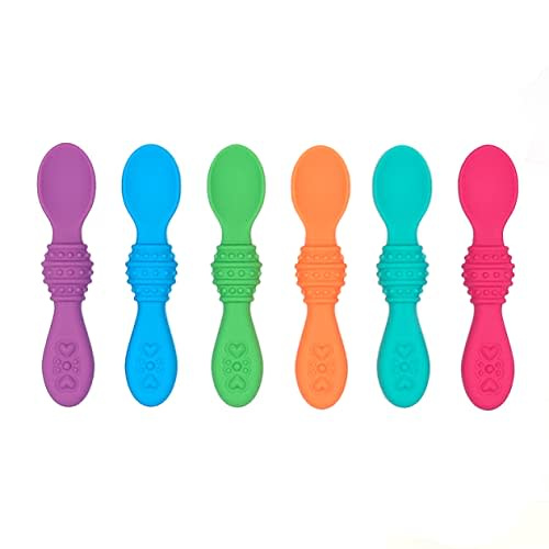 Elk and Friends Silicone Baby Spoons | First Stage Infant Toddler Spoon | Baby Led Weaning Stage | Dishwasher Safe
