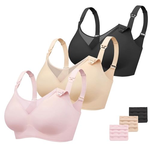 Vinfact 3 Pack Nursing Bras for Breastfeeding Comfort Maternity Bras for Pregnancy Wireless Seamless Breastfeeding Bras