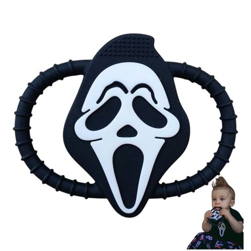 Spooky Teethers Halloween Horror Gothic Baby Teething Ring Toys – Grim Reaper Ghost Teether for Newborns, Infants & Toddlers – Sensory Toy Chew Bracelet for Teething Relief – October Fall Baby Shower