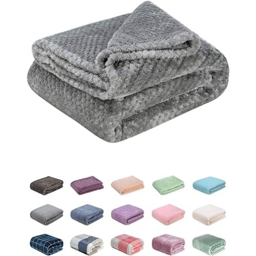 Fuzzy Throw Blanket, Plush Fleece Blankets for Adults, Toddler, Boys and Girls, Warm Soft Blankets and Throws for Bed, Couch, Sofa, Travel and Outdoor, Camping (40Wx60L, M-Flint Gray)