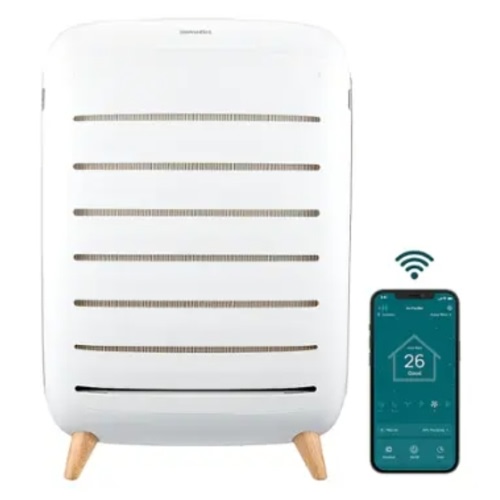 Homedics - Smart True-Hepa Extra Large Room Air Purifier with Air Quality Sensor and UV-C Technology - White