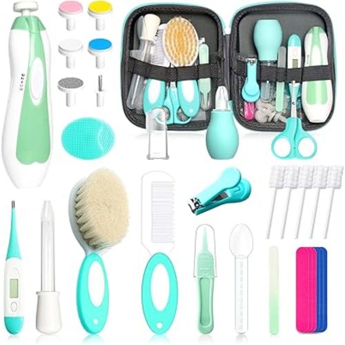 Baby Healthcare and Grooming Kit for Newborn Kids, 31PCS Upgraded Safety Baby Care Kit, Newborn Nursery Health Care Set, Baby Care Products (Grey White)