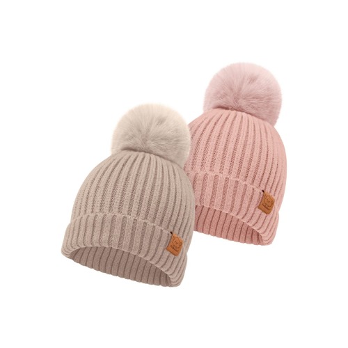 2-Pack Pom Knitted Beanie, Medium
- Only 1 left