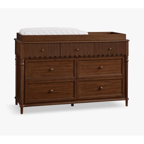 Chris Loves Julia 7-Drawer Scallop Dresser & Topper Set (56w x 19d")