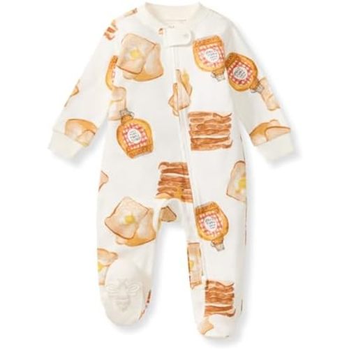 Burt's Bees Baby Baby Girls Pajamas, Zip Front Non-Slip Footed Sleeper Pjs, 100% Organic Cotton