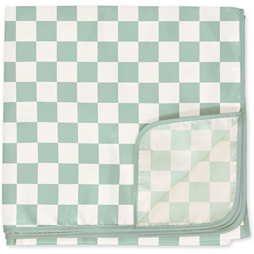 Tiny Twinkle Mess-Proof Splat Mats for Under high Chairs or Table Cover Art Projects for Baby and Toddler - Waterproof, Washable Floor or Table Splash mat 51" x 51" (Sage Checkers)