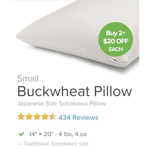 Hullo 2-Pack Small Buckwheat Pillow