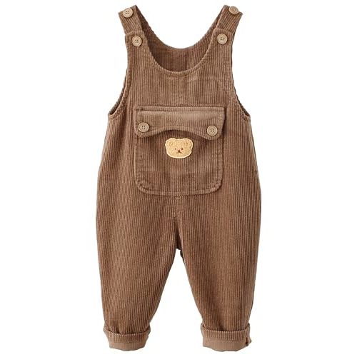 Happy Cherry Toddler Boy Girls Corduroy Overalls Toddler Bib Pants Infant Baby Suspender Jumpsuit Romper