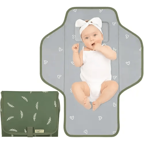 Baby Portable Changing Pad Travel - Waterproof Compact Diaper Changing Mat with Built-in Pillow - Lightweight & Foldable Changing Station, Newborn Shower Gifts