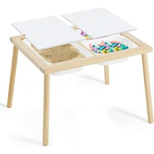 Sensory Table for Toddlers 1-3, Kids Table with 3 Storage Bins Writable Lids, Sensory Activity Table, Play Sand Table for Indoor Outdoor
