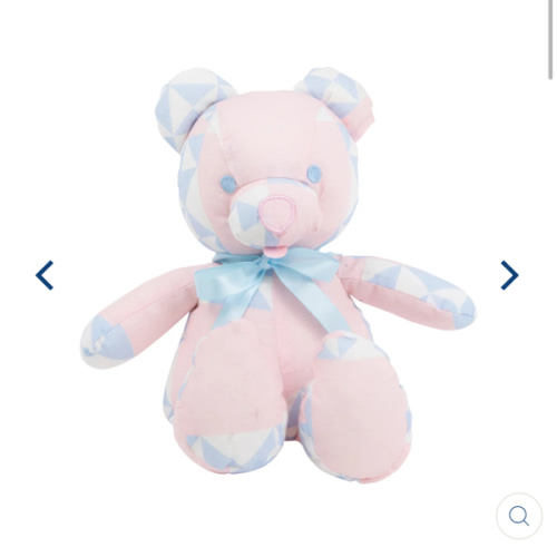 Bradley Bear - Cobble Court Quilt with Beale Street Blue & Palm Beach Pink
