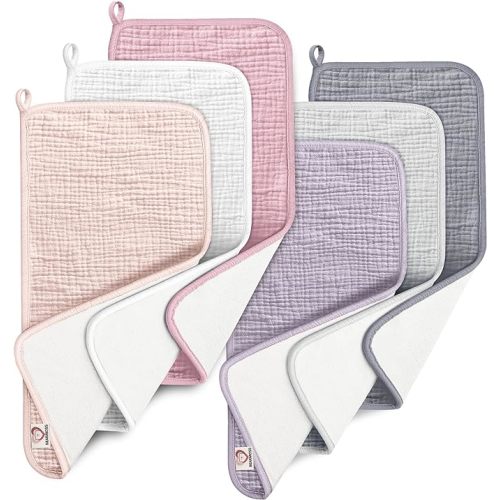 100% Cotton Muslin Burp Cloths Sets 6 Pack 20x10inch Large Burping Clothes Extra Soft Absorbent for Newborn Unisex Baby Girls and Boys (Spring)