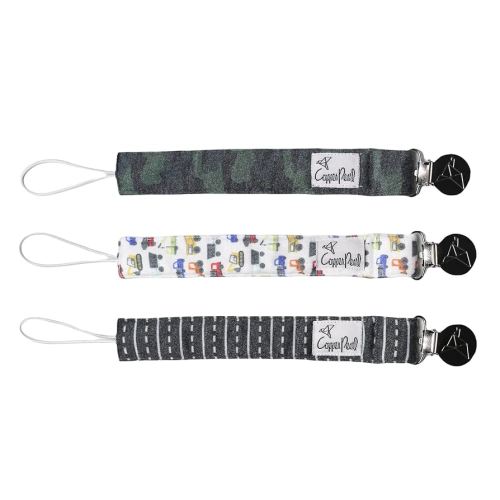 Copper Pearl Pacifier Clip 3-Pack: Premium Knit Binky Clips for Baby Girls and Boys - Stylish Stainless Steel Pacifier Holder Clip - Baby Pacifier Clips for No More Floor Drops - Diesel