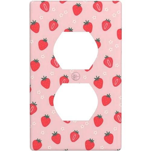 Strawberry Pink Light Switch Cover Plates Decorative Duplex Electrical Outlet Switch Plate Covers Cute Plastic Farmhouse Electrical Wall Plates For Home Decor