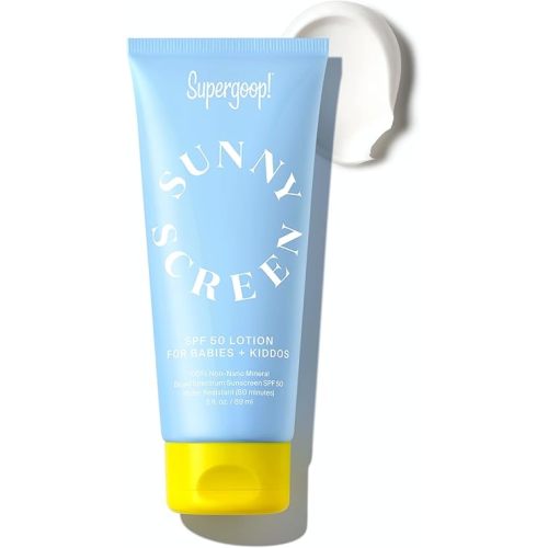 Supergoop! Sunnyscreen 100% Mineral Lotion SPF 50, 3.0 fl oz - Face & Body Sunscreen for Babies & Kids - 100% Non-Nano Mineral Formula - Pediatrician Tested, Hypoallergenic, Fragrance & Silicone Free