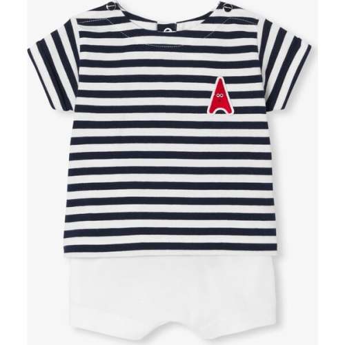 Baby Boy Cotton Comfort Set White/Blue - Jacadi Paris | Maisonette