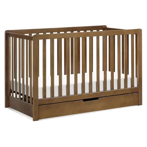 Carter's by DaVinci Colby 4-in-1 Convertible Crib with Trundle Drawer in Walnut, Greenguard Gold Certified, Undercrib Storage