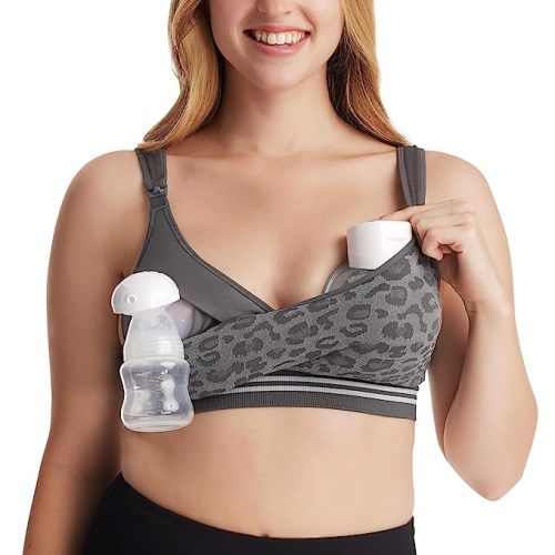 Momcozy 4-in-1 Pumping Bra Hands Free, Fixed Padding Nursing Bra &  Maternity Bra, YN12 Wearable Breast Pump Bra Cotton-Nylon Comfort & Support  for M5