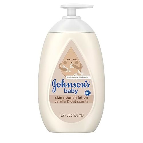 Johnson's Skin Nourishing Baby Lotion, Vanilla & Oat Scents, Hypoallergenic Baby Body Lotion for 72 Hour Hydration, Moisturizes & Protects from Dryness, Baby Essentials 16.9 fl. oz