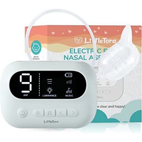 LittleTora Pro Baby Nasal Aspirator Hospital Grade with Built-in Music & Night Light - Rechargeable Nose Booger Sucker for Infants Babies Kids Toddlers - Snot Removal