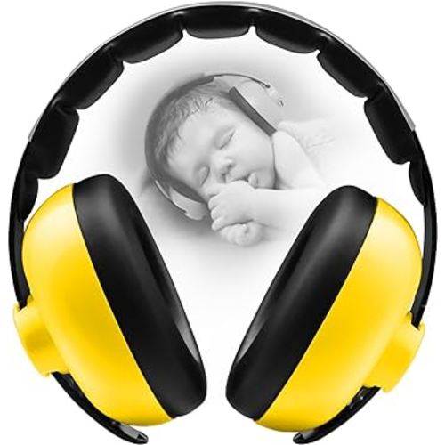 Baby Ear Protection - Noise Reduction Earmuffs 3-36 Months - Comfortable Baby Headphones Against Hearing Damage & Improves Sleep - Yellow
