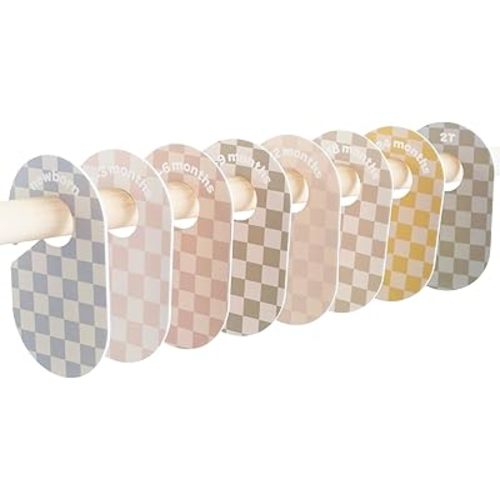 3 Sprouts Baby & Toddler Hanger Closet Dividers Set of 8 - Durable Baby Clothes Organizer, Nursery Closet Organization for Baby Clothing by Size or Age from Infant to Toddler Boy & Girl - Checkerboard