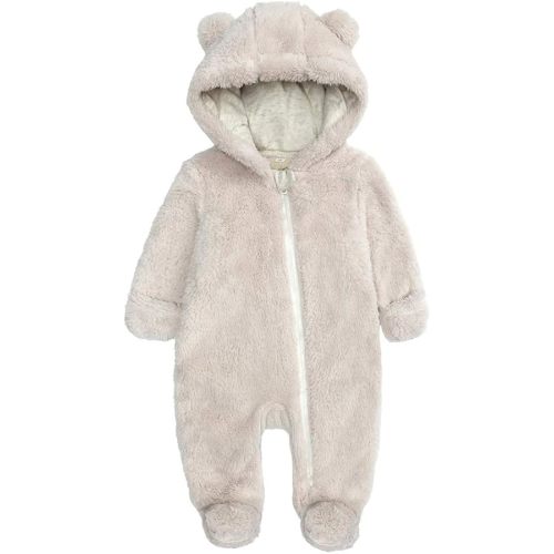 Newborn Baby Snowsuit Fleece Lined Onesie Outfits Warm Hooded Romper for Infant