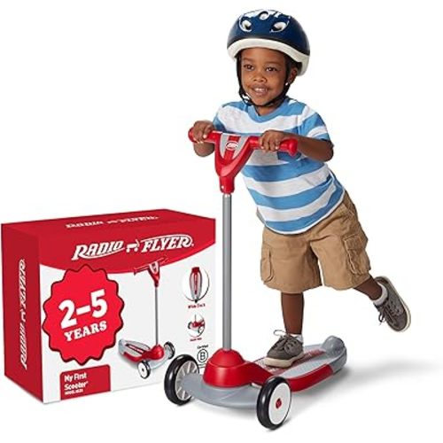 Radio Flyer My 1st Scooter, Red, For Kids 2-5 Years Old, Extra Wide Base for Balance, 2 Front Wheels for Added Stability, Easy to Use Foot Brake, 3 Wheel Scooter for Kids, (Amazon Exclusive)