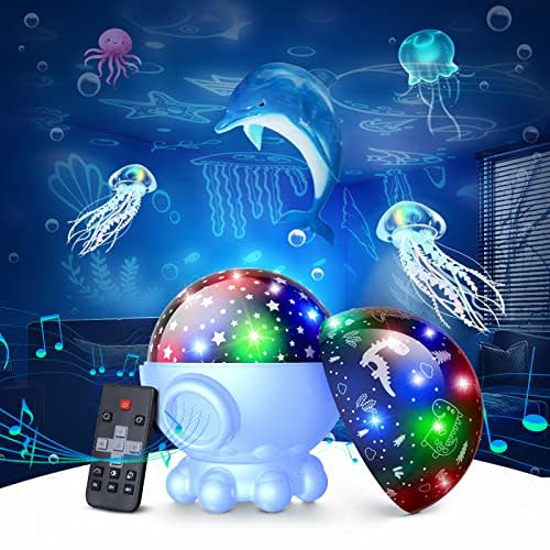 Night Light Projector,Ocean Star Night Light for Kids Room,Dinosaur Toys with 360 Rotation,Remote and Timer,3 Projection Films,17 Light Modes,9 Lullaby Songs,Birthday Christmas Gifts Kids Toys