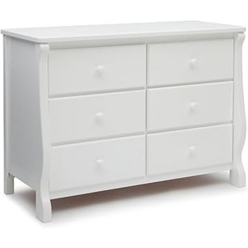 Universal 6 Drawer Dresser with Interlocking Drawers - Greenguard Gold Certified, White