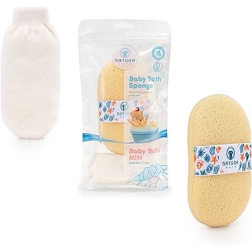 Hypoallergenic Natural Baby Sponge & Wash Cloth Set for Bath — Ultra-Soft, Gentle, Safe for Newborns, Infants & Sensitive Skin