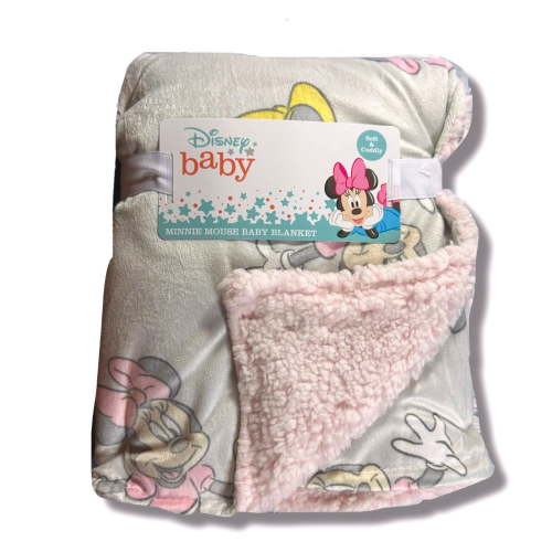 Disney Baby Girl's Minnie Mouse Fleece Sherpa Pink Blanket Throw