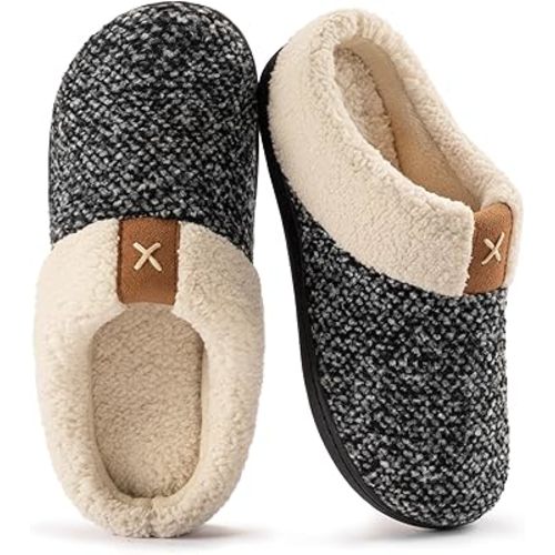 ULTRAIDEAS Women's Indoor Bedroom Slipper with Memory Foam, Gift for Women, Wool-Like House Shoe with Anti-Skid Rubber Sole for Ladies