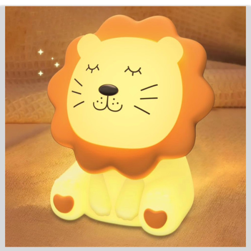 Night Light for Kids, 7 Colors Soft Silicone Kids Night Light with 3 Level Dimmable, Rechargeable Anti-glare Nursery Night Light with Warm White & Multicolor, Squishy Cute Lion Bedside Touch Lamp