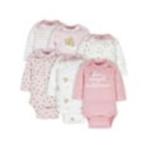 Assorted Long Sleeve Onesies Bodysuits, 6pk (Baby Girls)