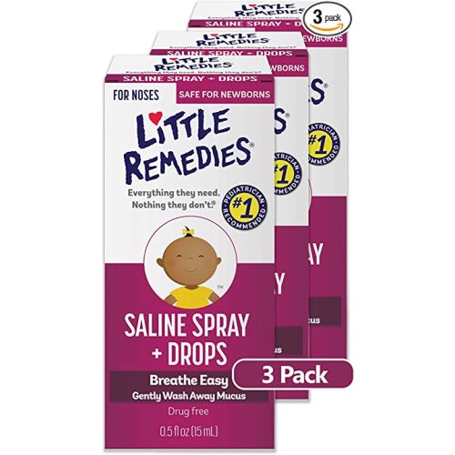 Little Remedies Saline Spray and Drops | Safe for Newborns | 0.5 Fl. Oz (Pack of 3) - 0.5 Fl Oz (Pack of 3)