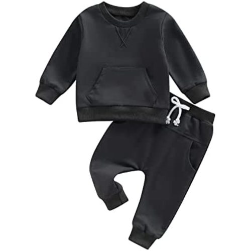Ledy Champswiin 0-3 Years Neutral Outfits Toddler Baby Boy Girl Clothes Solid Color Sweatsuits Fall Winter Tops & Pants