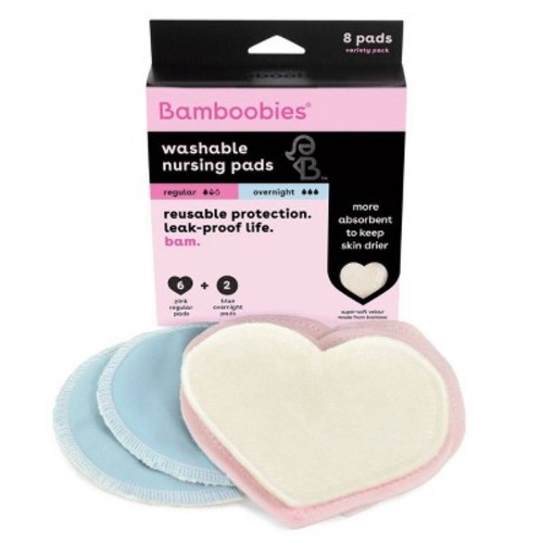 Bamboobies Regular And Overnight Washable Nursing Pad - 8ct
