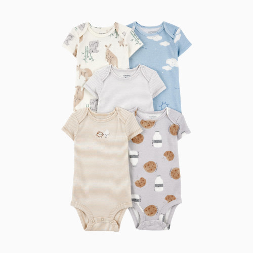 Carter's 5-Pack Short-Sleeve Bodysuits - Kangaroo Cloud, Newborn