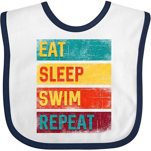 inktastic Swimming Eat Sleep Swim Repeat Baby Bib
