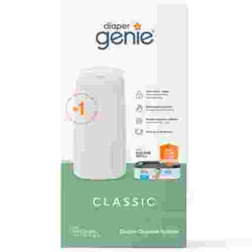 Diaper Genie Classic Pail,White,1 Diaper Pail,1 Square Refill - 165 Ct