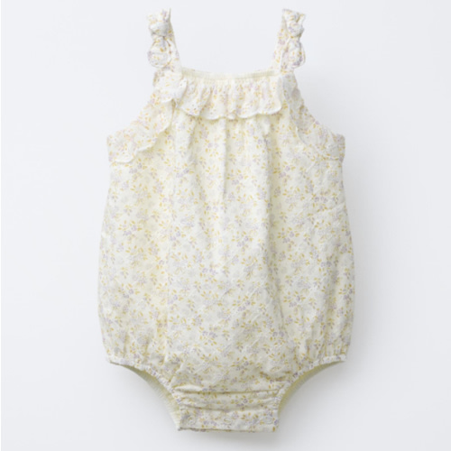 TEXTURED FLORAL ROMPER - Ecru | ZARA United States