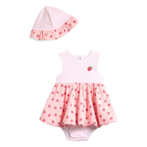 Strawberries Skirted Bodysuit & Sun Hat Set