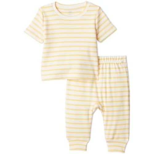 Amazon Essentials x Sofia Grainge Unisex Toddlers and Babies' Cotton Knit Short Sleeve Shirt & Pants Set