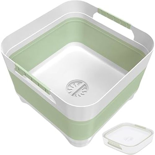 Wash Basin for Baby Bottles, Versatile Wash Tub for Kitchen, RV, Outdoor Camping Sink, Sturdy Bottle Tub Easy to Clean (Green)