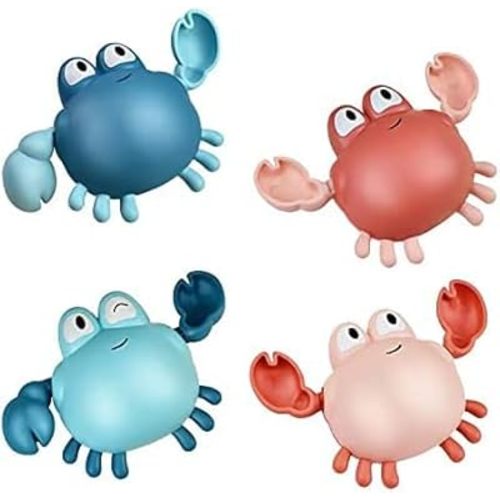 Bath Toys for Toddlers ,Cute Wind-up Swimming Crab Baby Bathtub Toys for 1-3 Years Old 6 to 12 Months Boys Girls & Kids (Multi-Colors 4 Pcs)