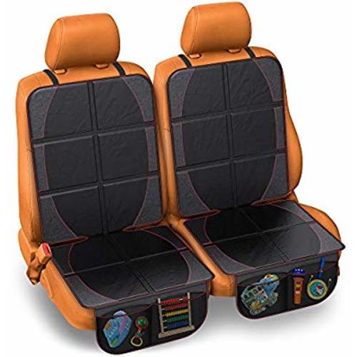FORTEM Car Seat Protector 2PK, Waterproof Backseat Thick Padding Cover for Car Seat, Protects Against Damage w/Bottom Storage (2 Pack)