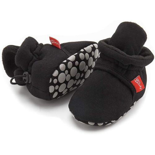 Newborn Baby Boy Girl Soft Fleece Booties Stay On Infant Slippers Socks Shoe Non Skid Gripper Toddler First Walkers Winter Ankle Crib Shoes
